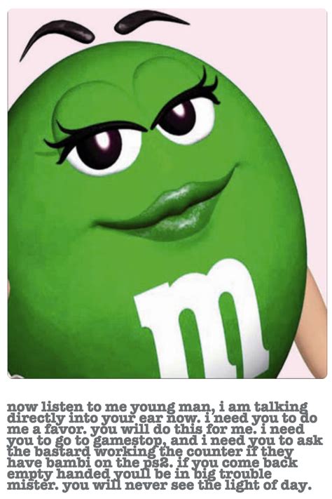 green m&m pussy|i want to fuck the green m&m : r/copypasta